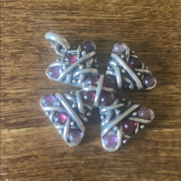 Sterling silver amethyst and garnet stone pendant - Picture 3 of 5